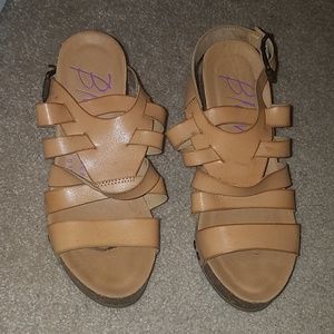 Tan, strappy sandals